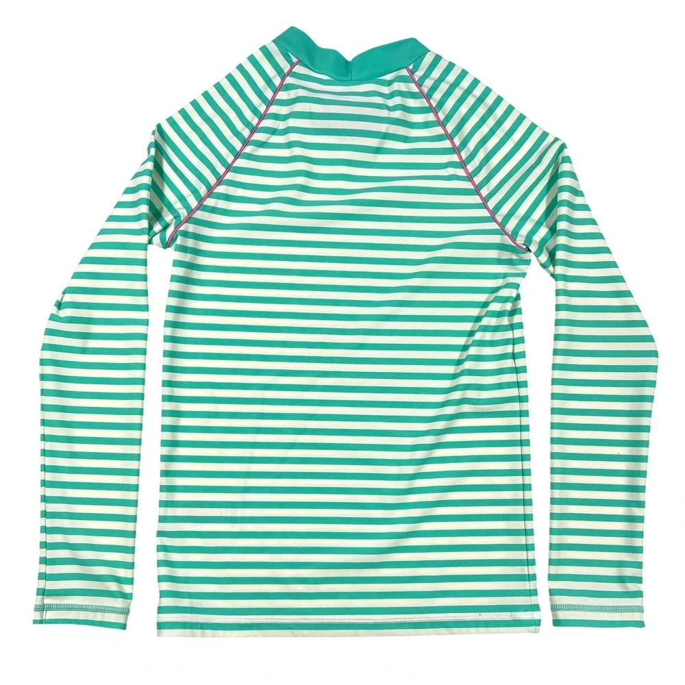 Boden Sunsafe Rash Vest 11-12Y Green Stripe UPF 40+ Long‎ Sleeve Swim Top Beach